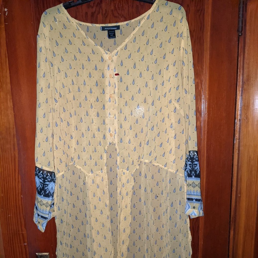 26W/28W Ashley Stewart Top High Low Tie front Maxi